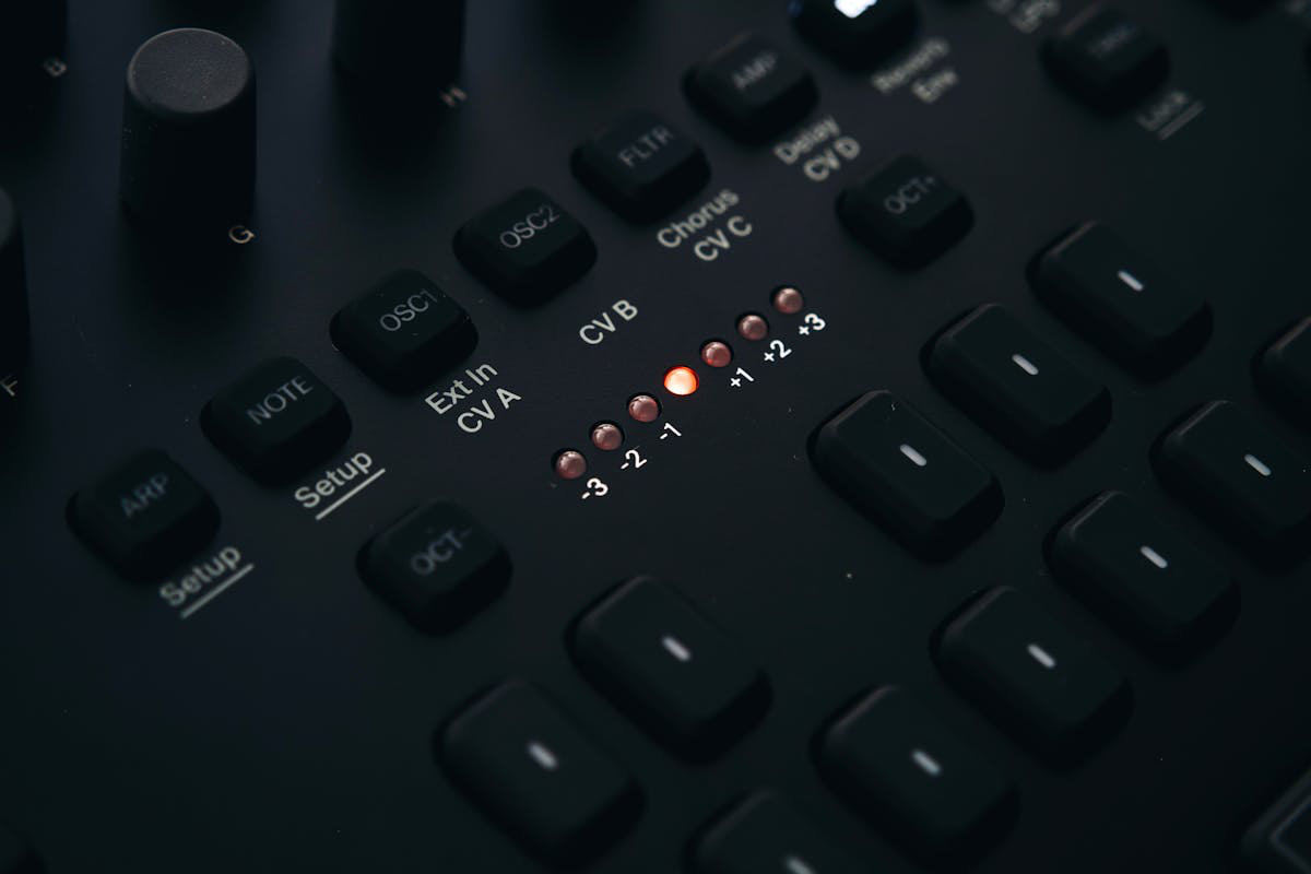 Analog synthesizer close-up